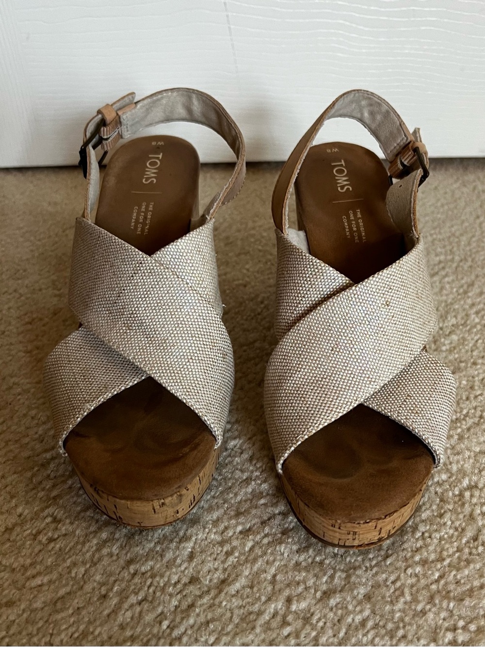 TOMS Women's Ibiza Crisscross Cork Wedge Sandals